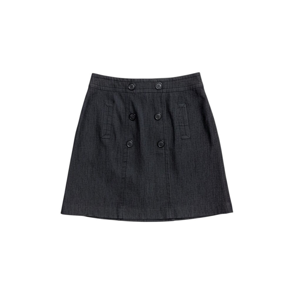 Sandro Vintage A-Line Skirt Women’s 6 US Petite Double Breasted Button Grey
